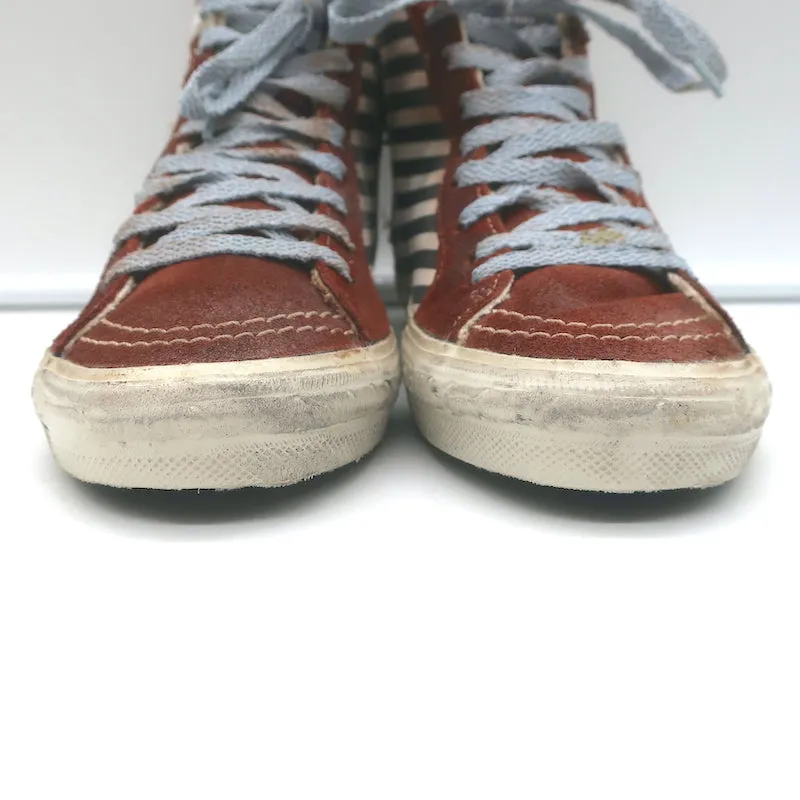 Golden Goose Slide Baskets montantes rayées en daim bordeaux taille 36