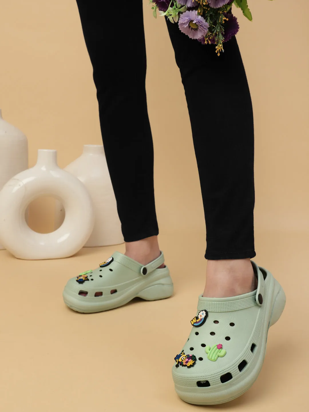 Clogs à Enfiler Élégants Verts pour Femmes (TC-LCLOG5-GRN)