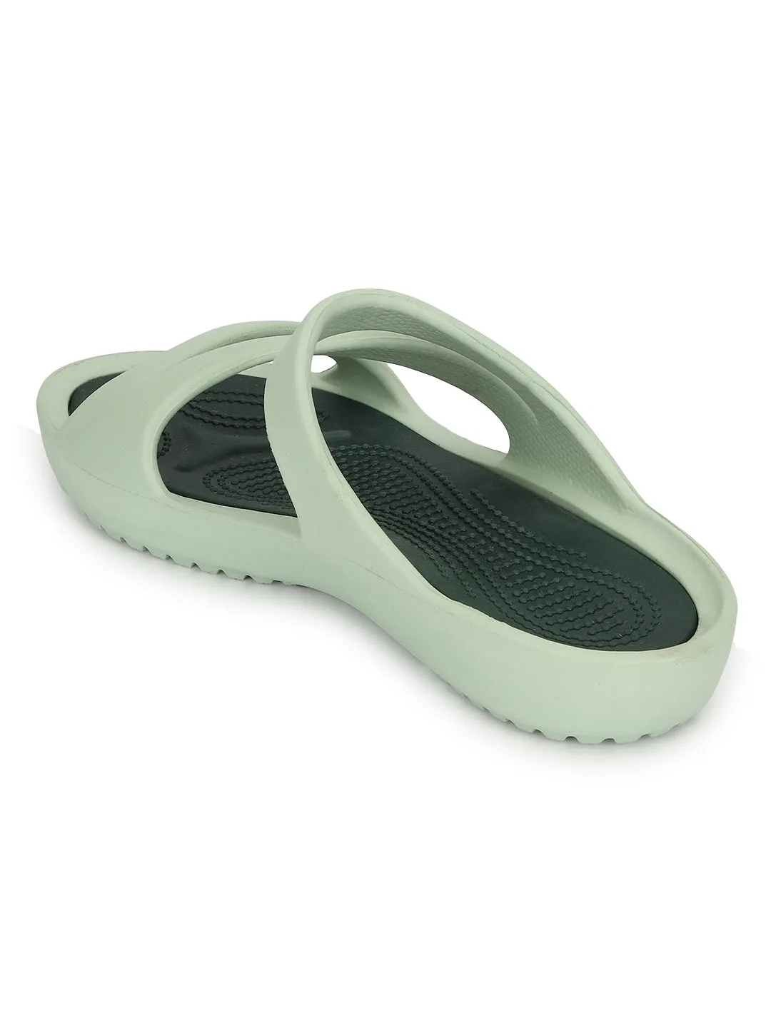 Escarpins élégants verts à enfiler pour femme (TC-LFLAT1-GRN)