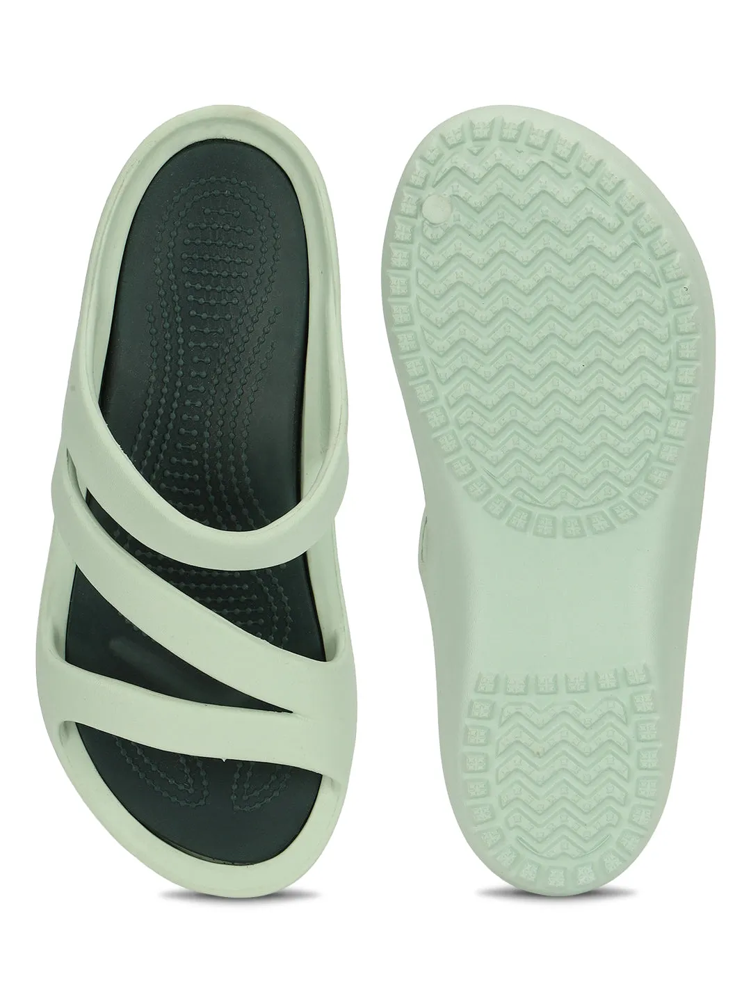 Escarpins élégants verts à enfiler pour femme (TC-LFLAT1-GRN)