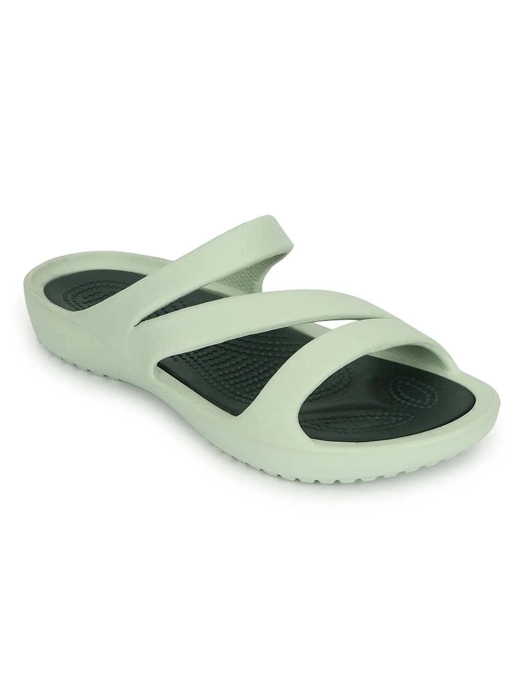 Escarpins élégants verts à enfiler pour femme (TC-LFLAT1-GRN)