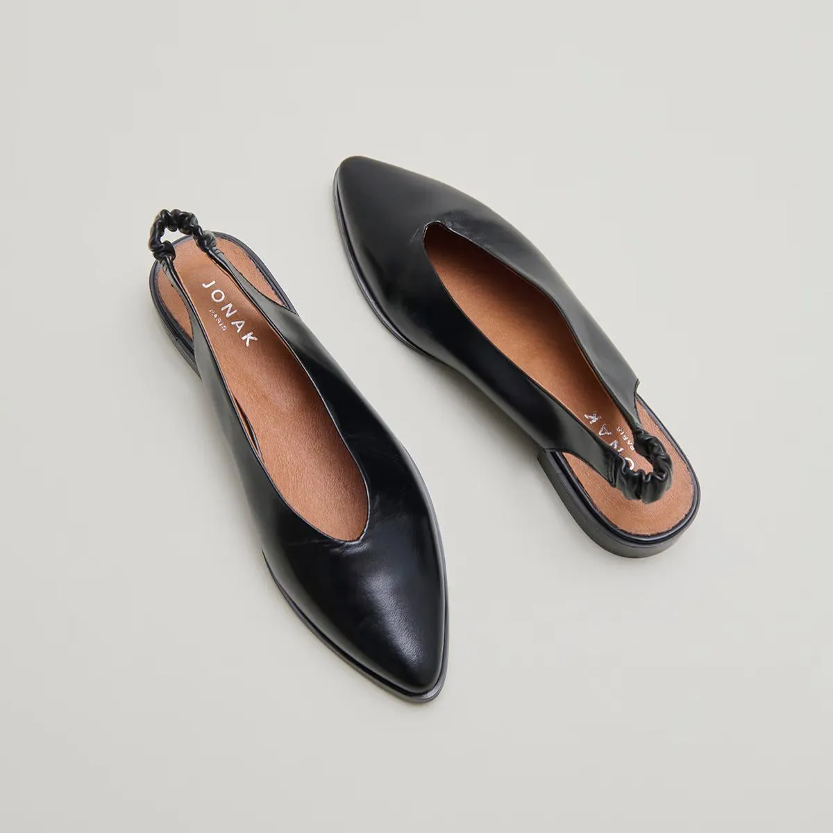 Jonak Chaussures Femme Plat Acajou Cuir Noir