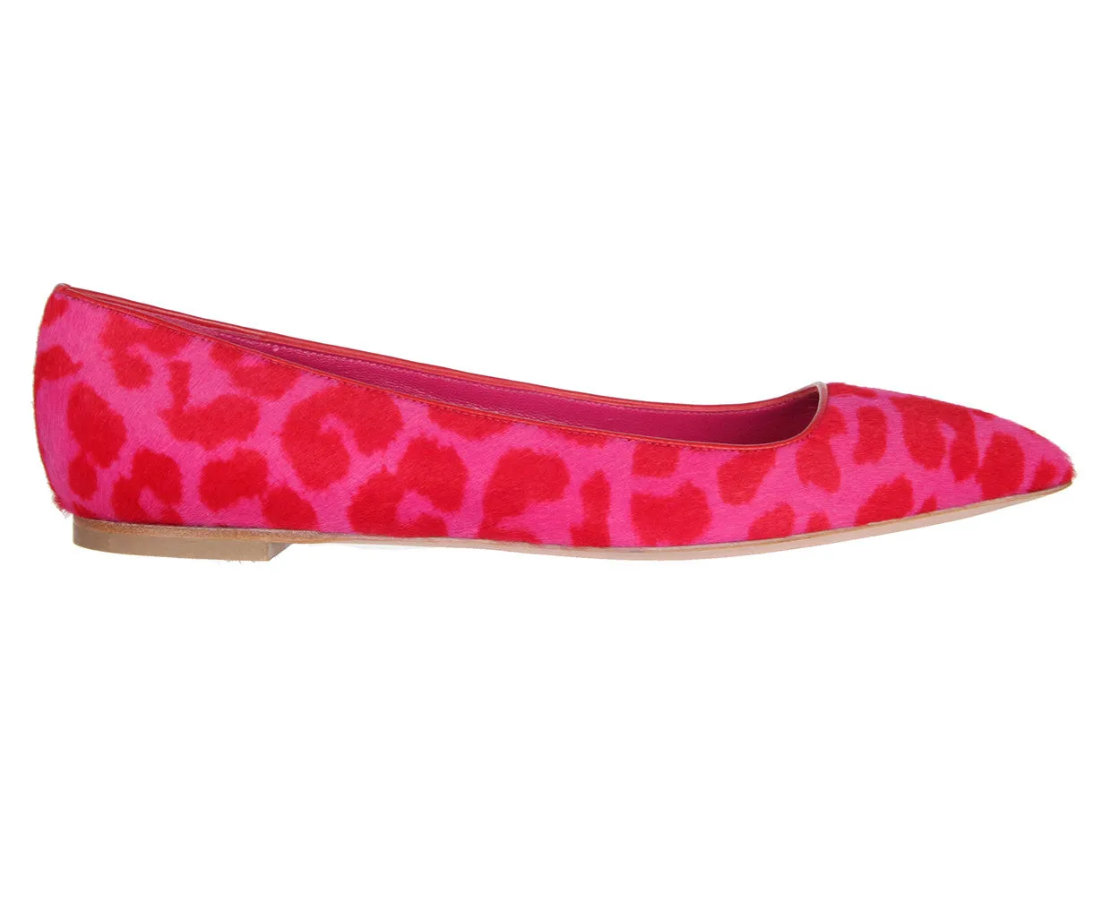 Escarpins Leopard Pony Flats, Rose/Rouge_Alexander Mcqueen