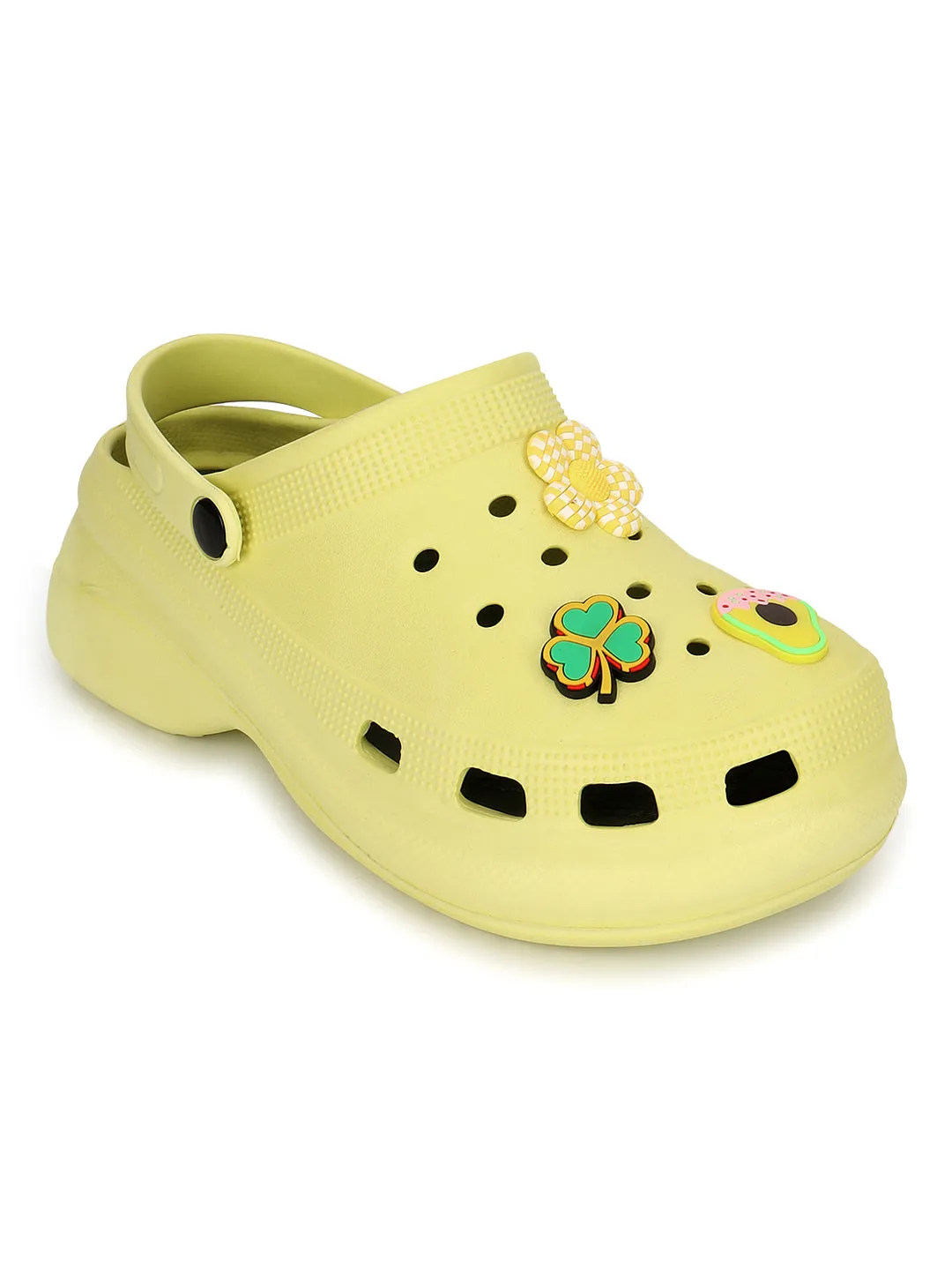 Clogs élégants à enfiler jaune citron pour femmes (TC-LCLOG5-LIME)