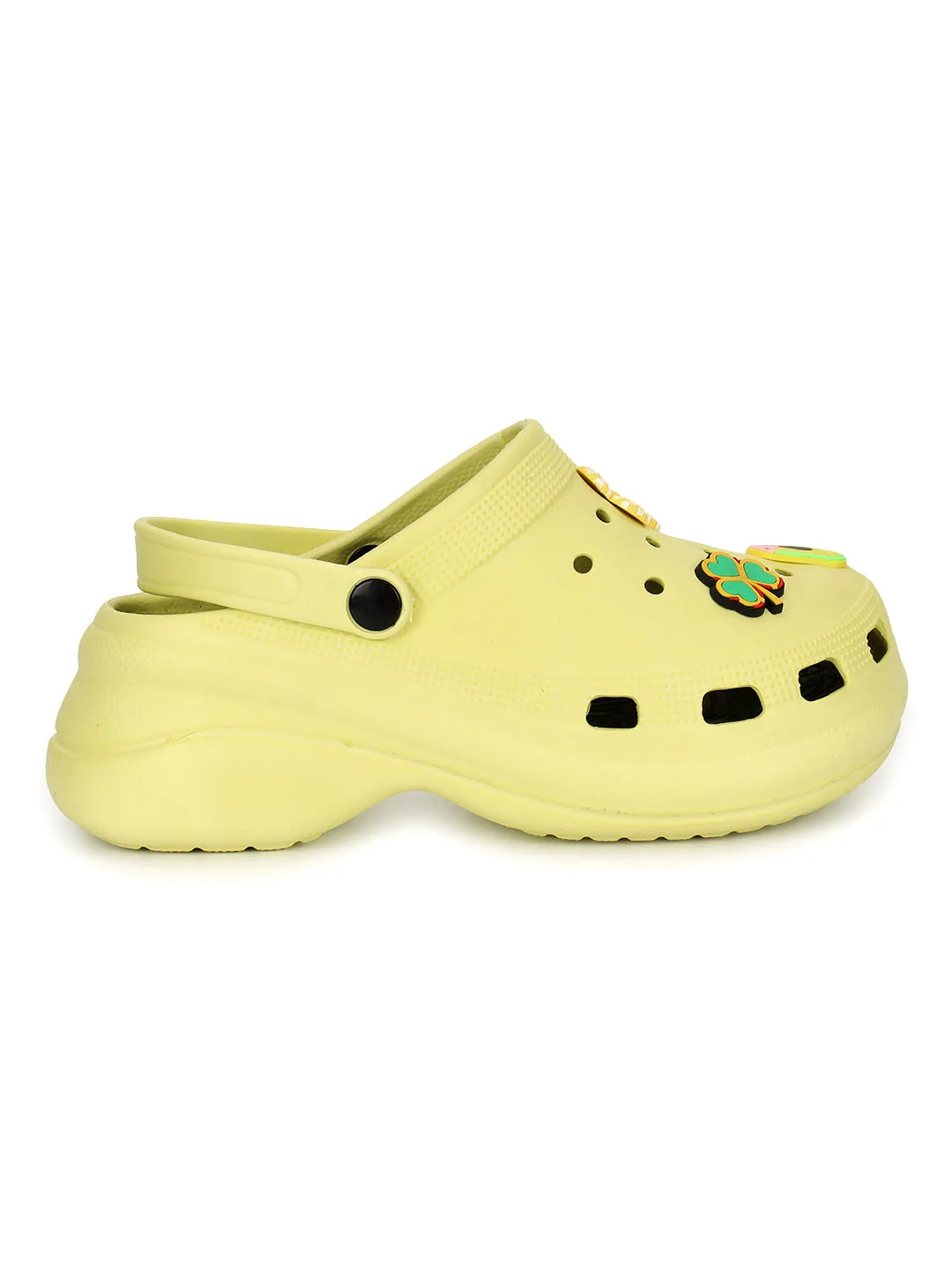 Clogs élégants à enfiler jaune citron pour femmes (TC-LCLOG5-LIME)