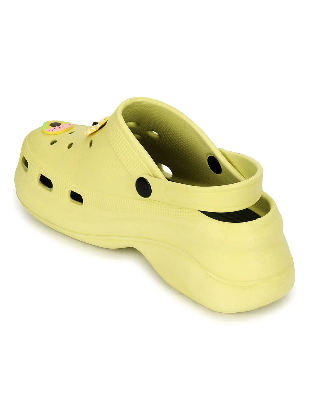 Clogs élégants à enfiler jaune citron pour femmes (TC-LCLOG5-LIME)