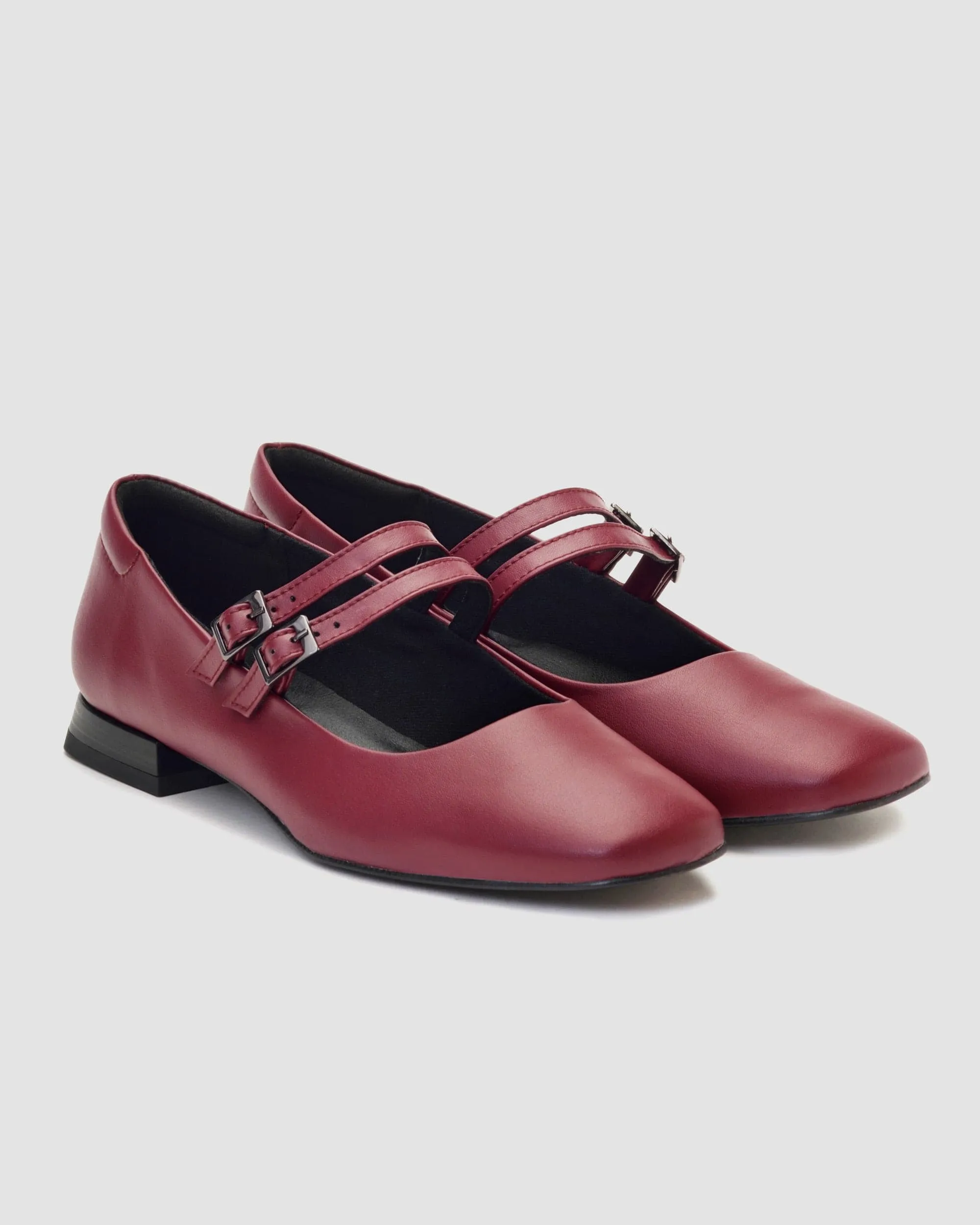 Mary Jane Vegea® Escarpins Végans en Simili-Cuir de Raisin | Cerise