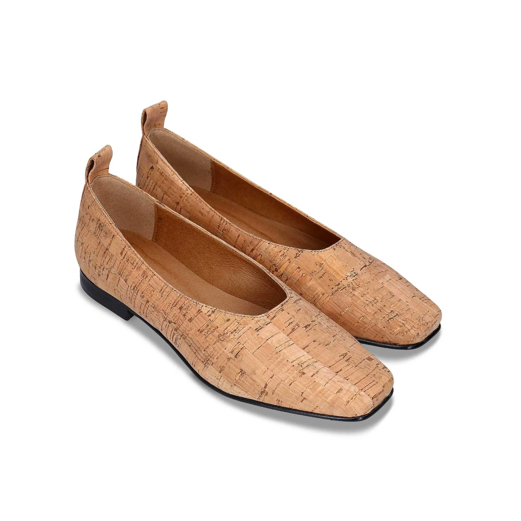 Melita Ballerines Femme en Liège Végétalien | Beige