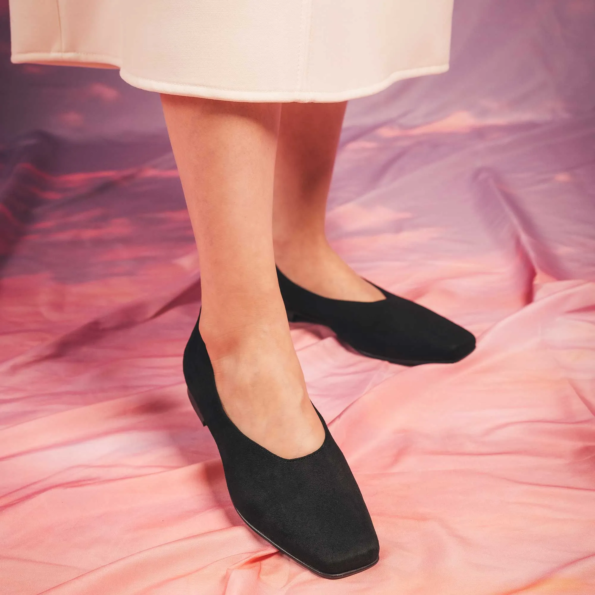 Melita Ballerines Femme en Suédine Végan | Noir
