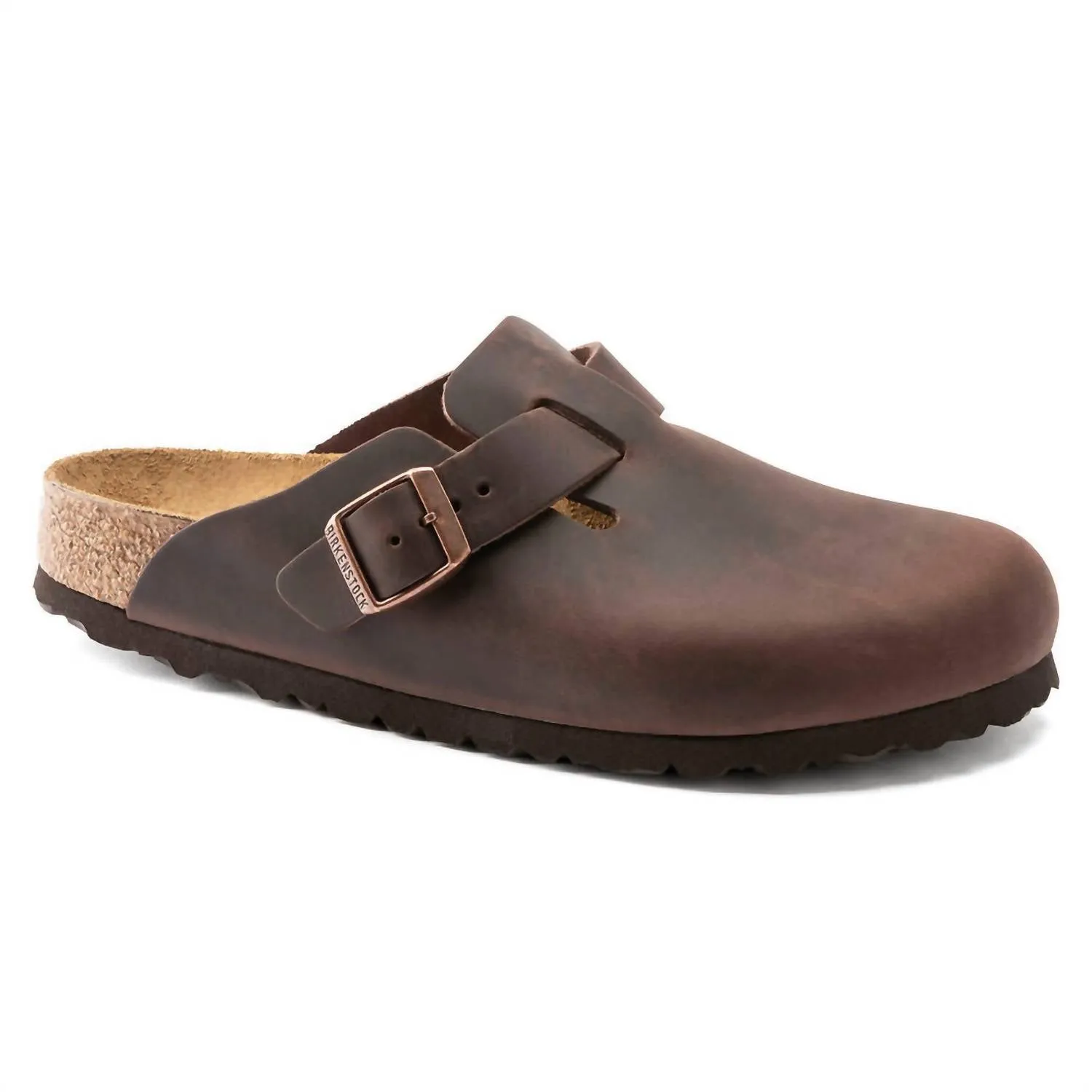 Clogs en cuir huilé Boston pour hommes avec semelle intérieure douce, couleur Havane (Taille normale/large)