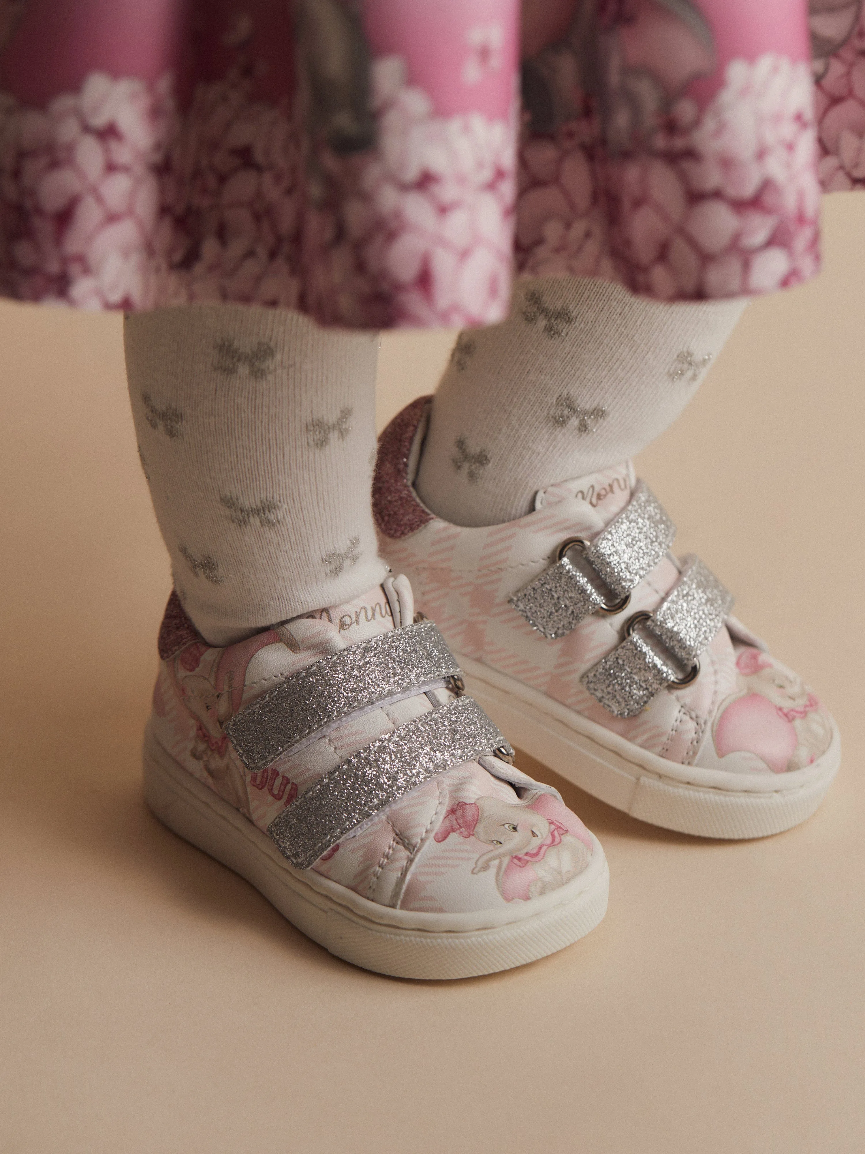 Monnalisa Chaussures de sport pailletées Disney Dumbo pour filles en rose