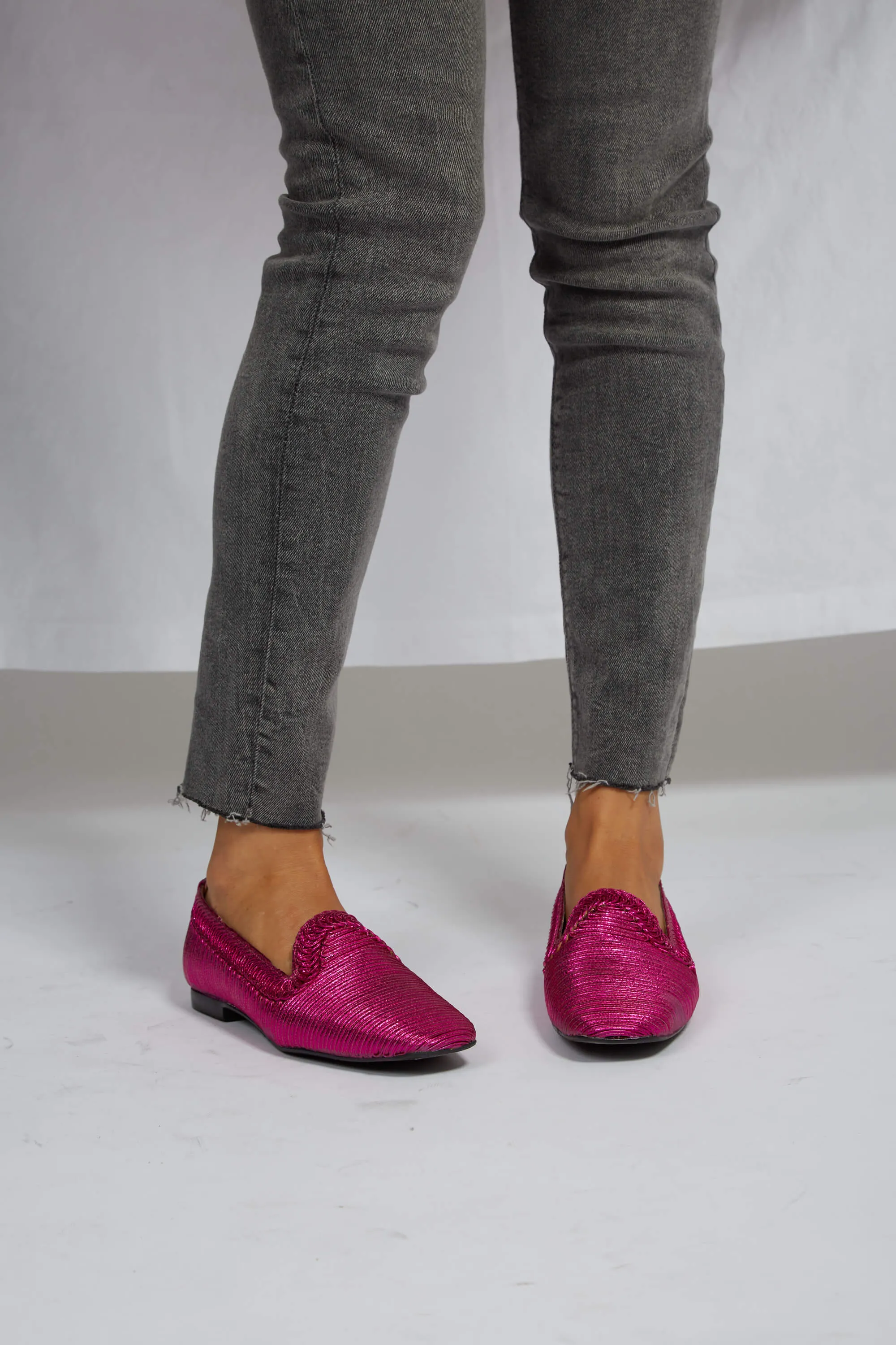 Mocassins Vegan Métallisés NY | Fuchsia