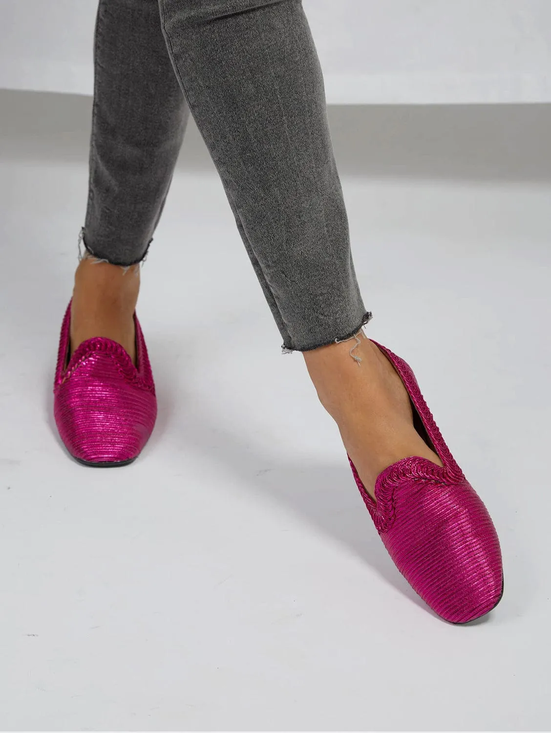 Mocassins Vegan Métallisés NY | Fuchsia