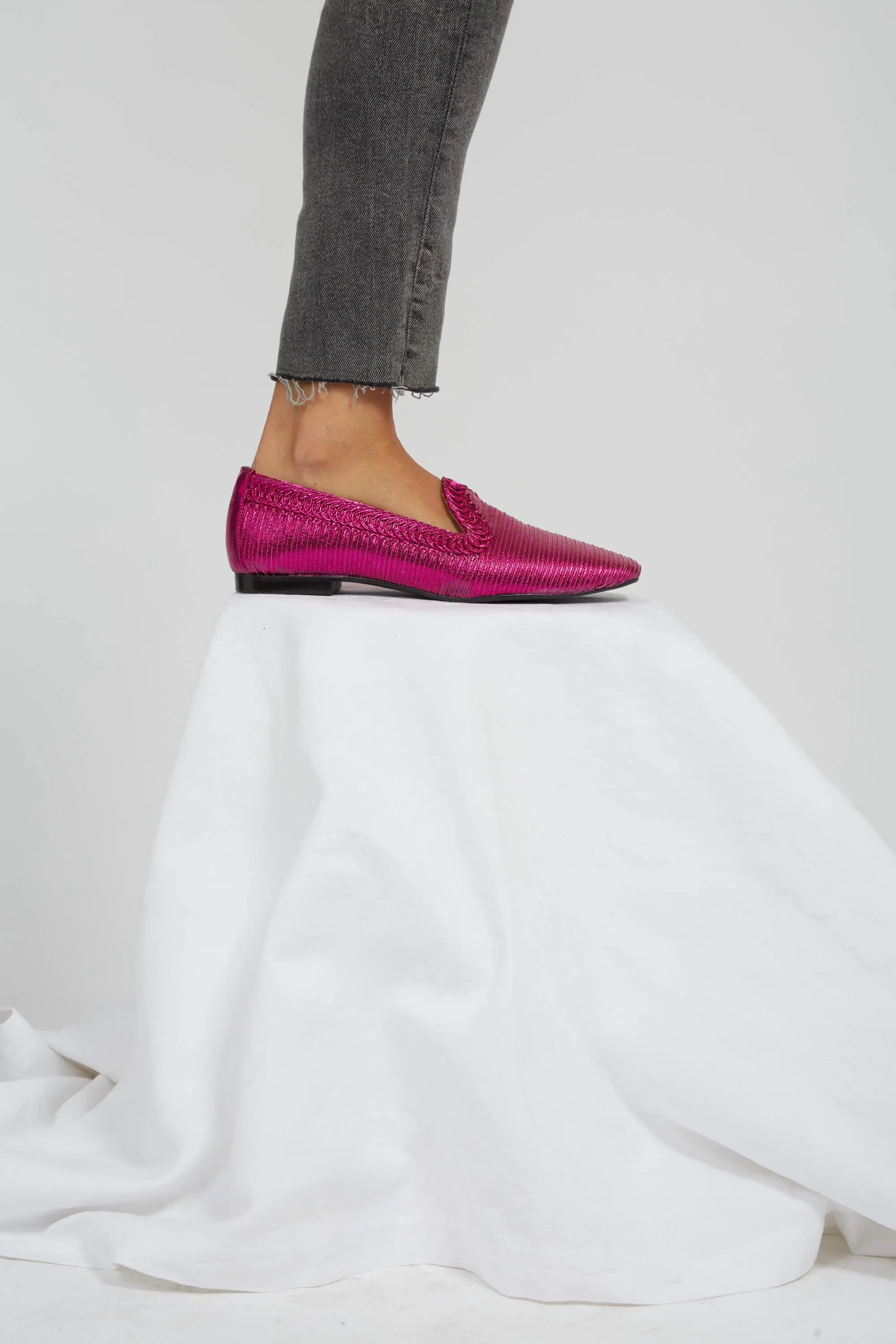Mocassins Vegan Métallisés NY | Fuchsia