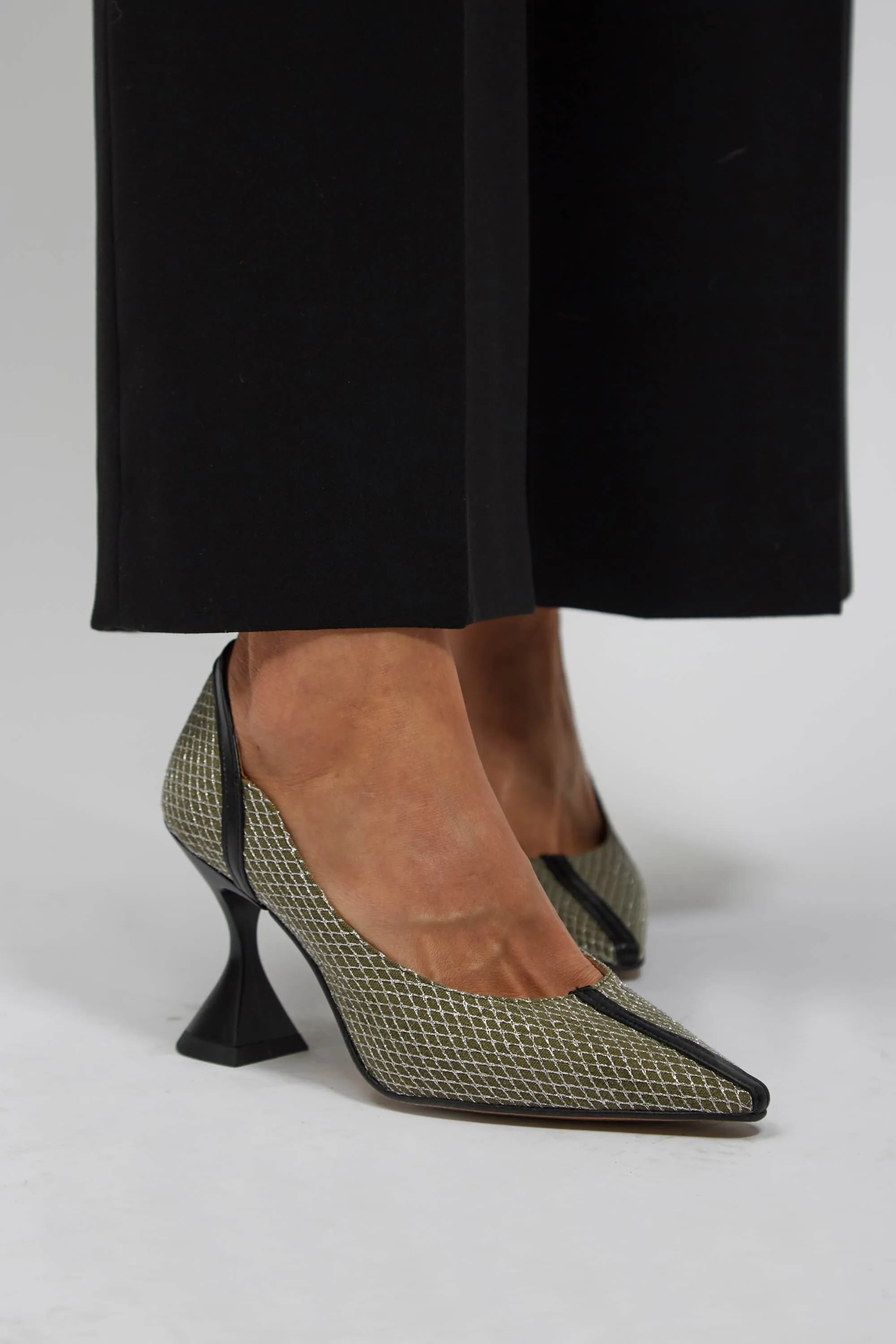 Escarpins Vegan à Talons Ottilie | Vert & Argent