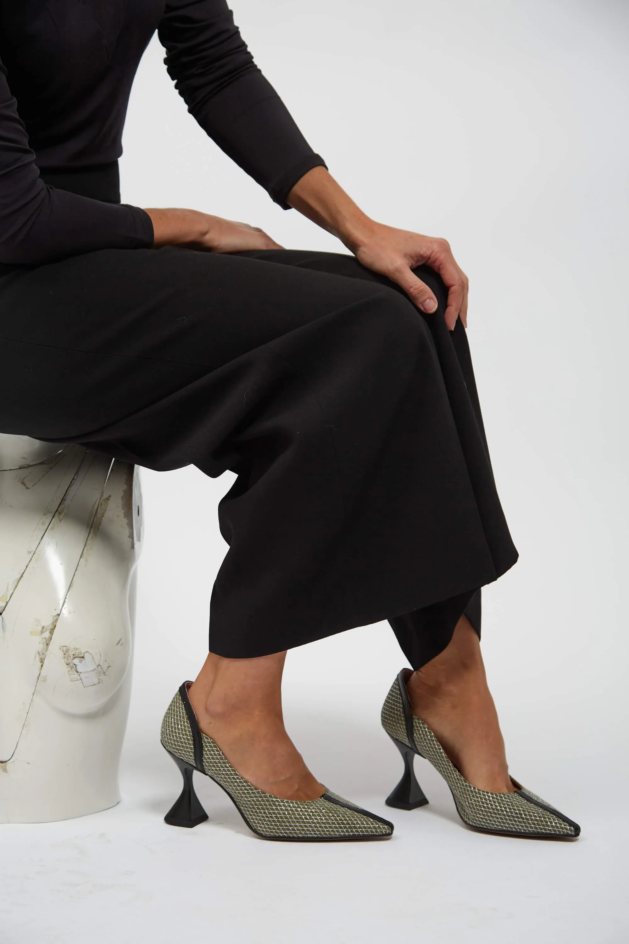 Escarpins Vegan à Talons Ottilie | Vert & Argent
