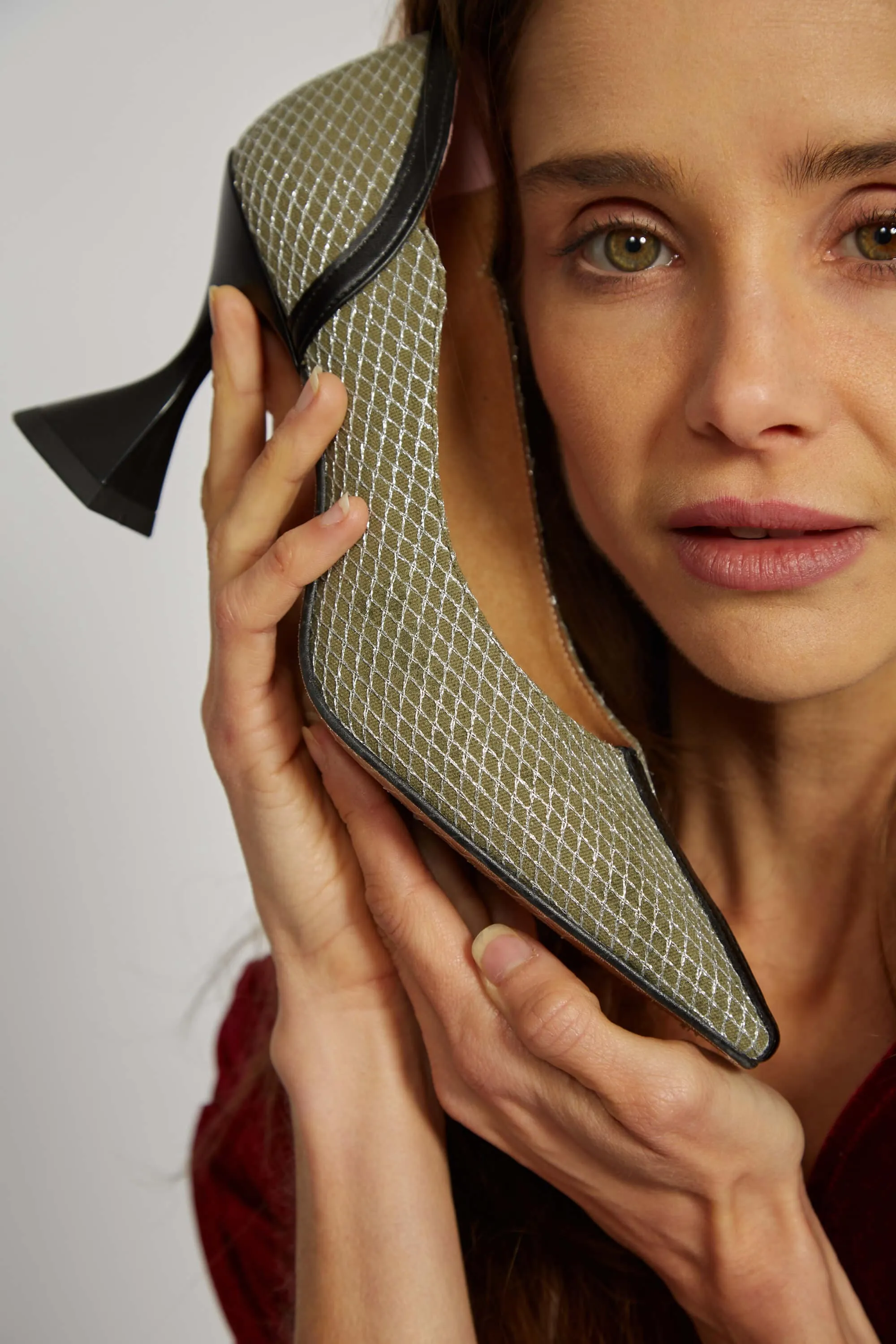 Escarpins Vegan à Talons Ottilie | Vert & Argent