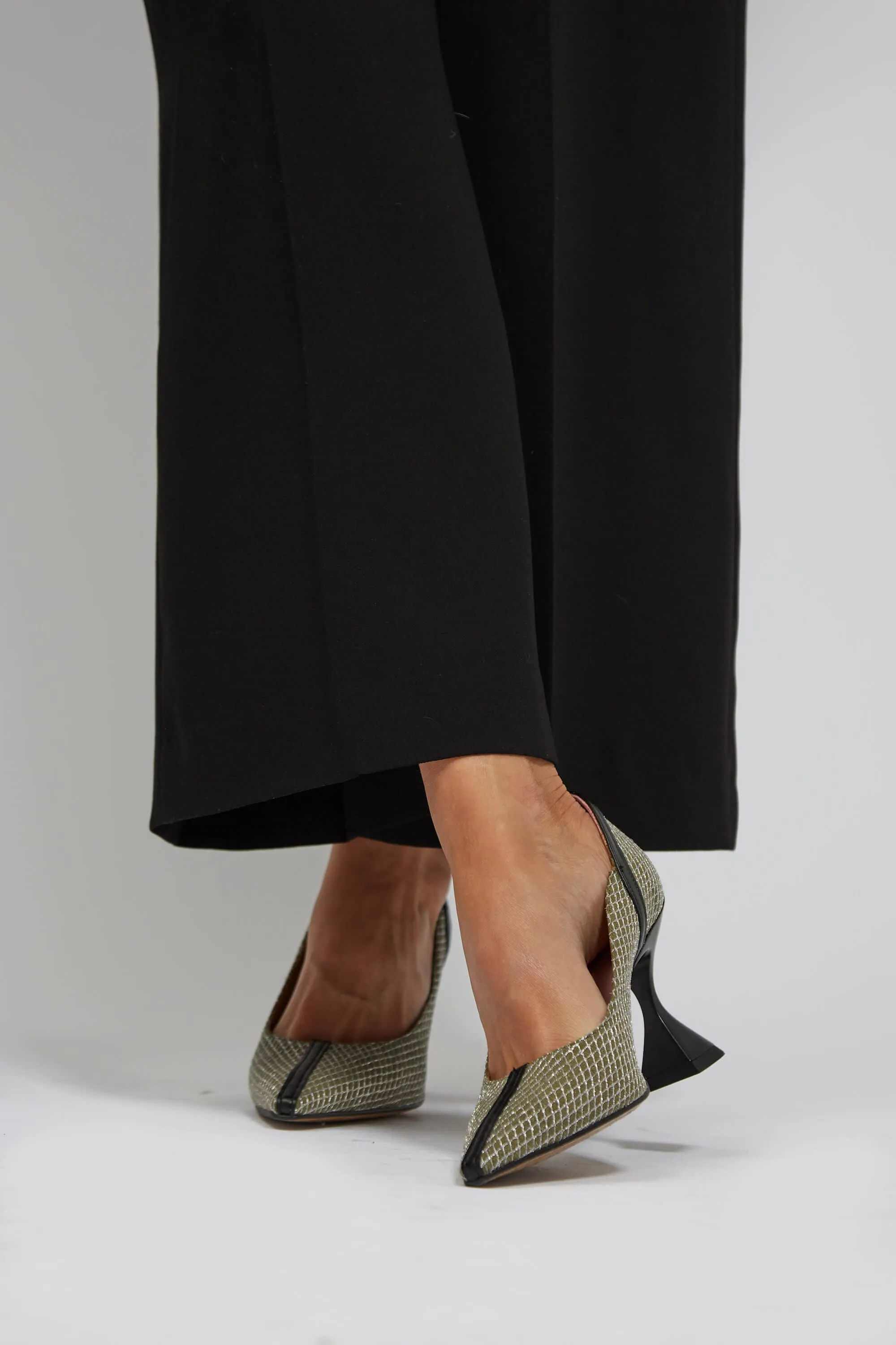 Escarpins Vegan à Talons Ottilie | Vert & Argent