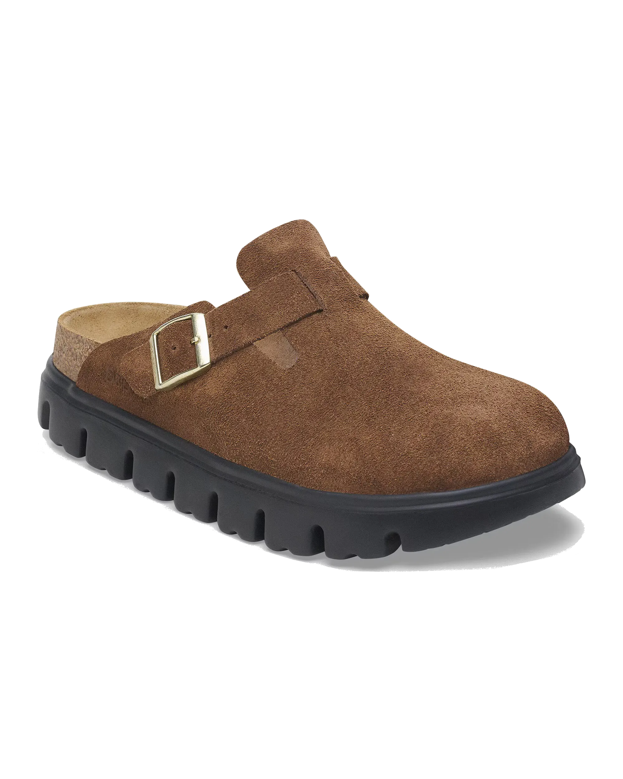 Sandales Papillio Boston en daim épais et cuir, couleur thé foncé et noir