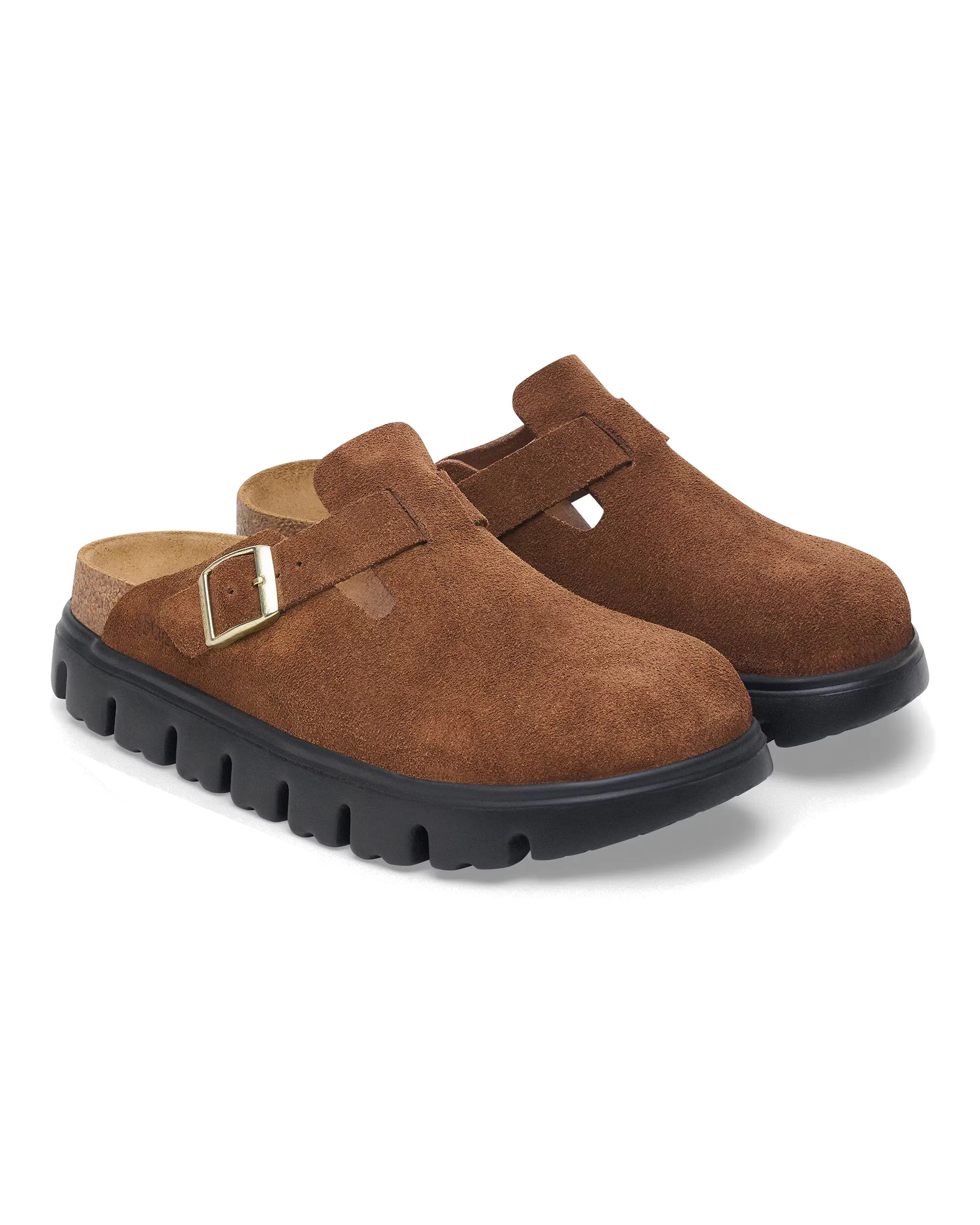 Sandales Papillio Boston en daim épais et cuir, couleur thé foncé et noir