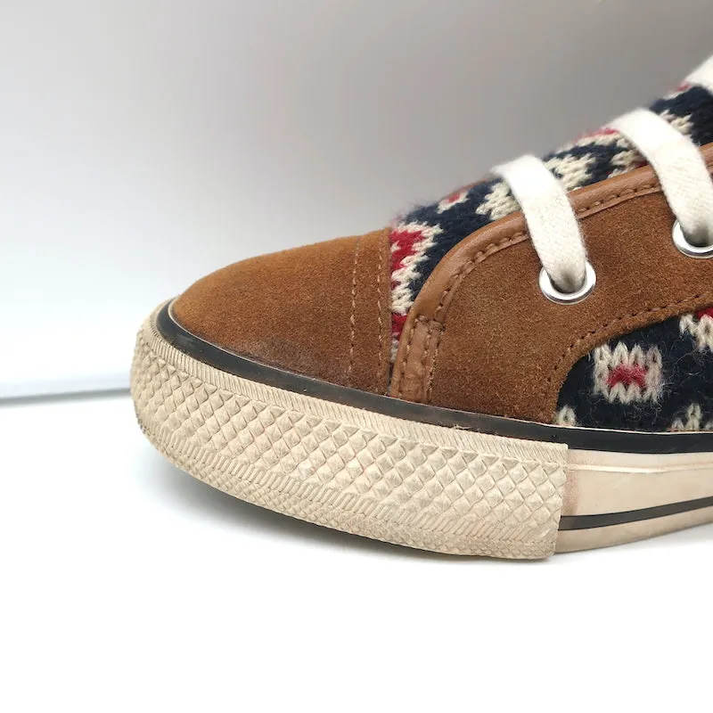 Tory Burch Noah Fair Isle Chaussures Montantes en Tricot Suédine Marron Taille 8