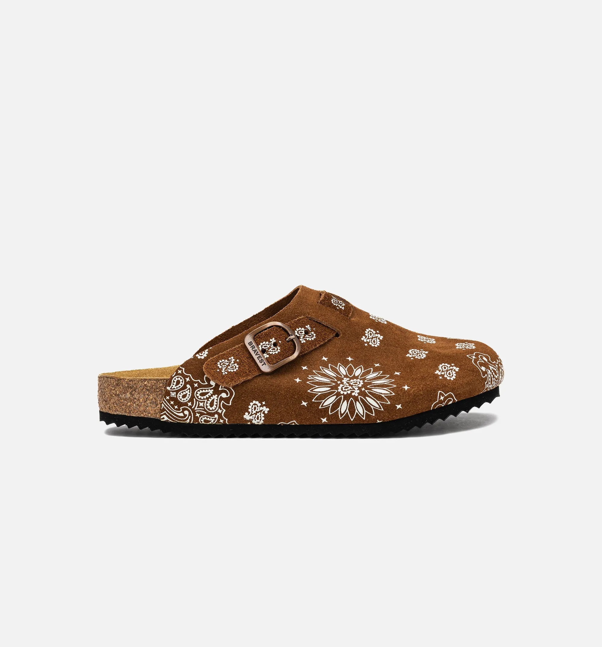 Sandale à plateforme pour homme à motif Paisley bicolore - Moka/Blanc