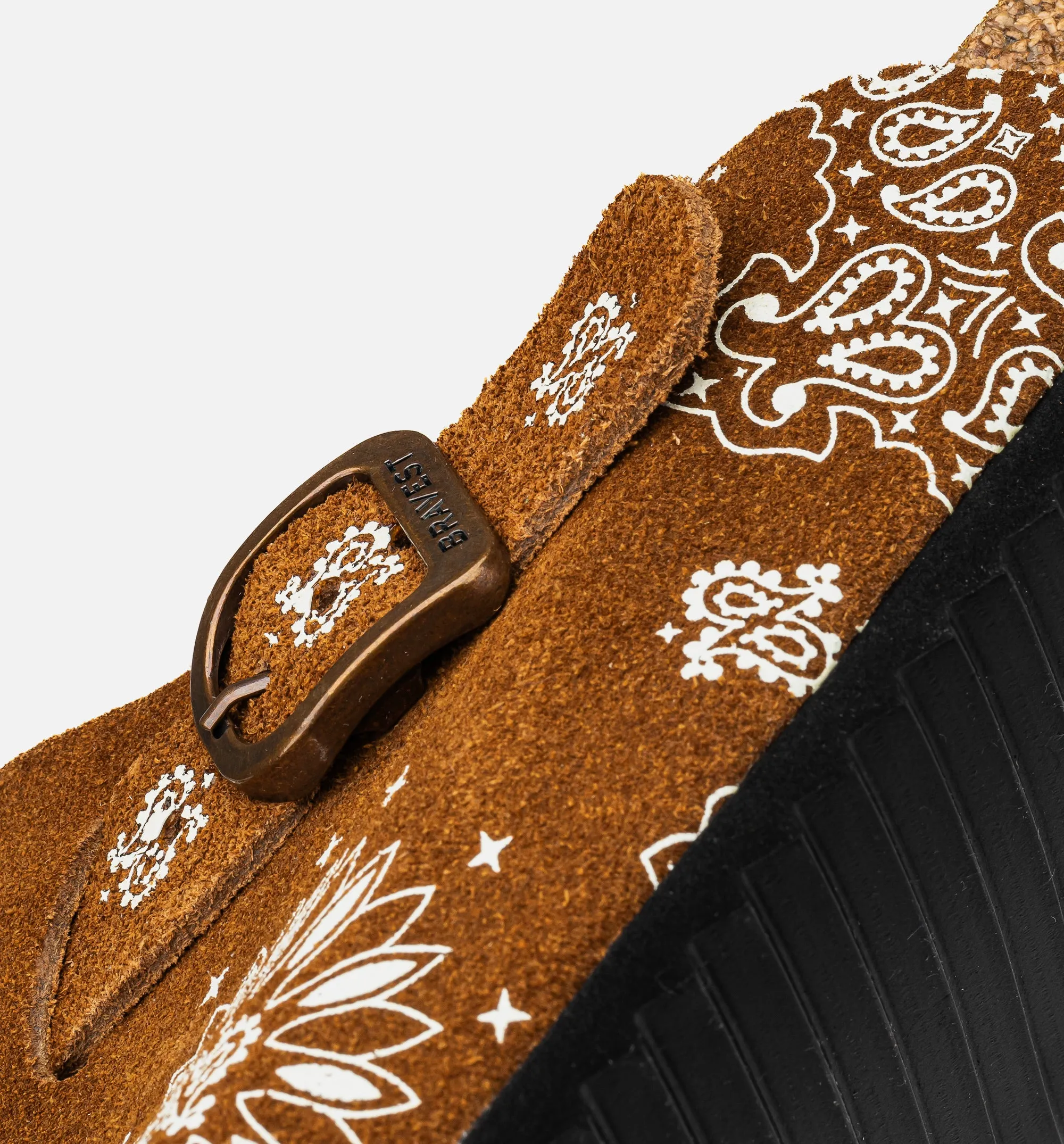 Sandale à plateforme pour homme à motif Paisley bicolore - Moka/Blanc