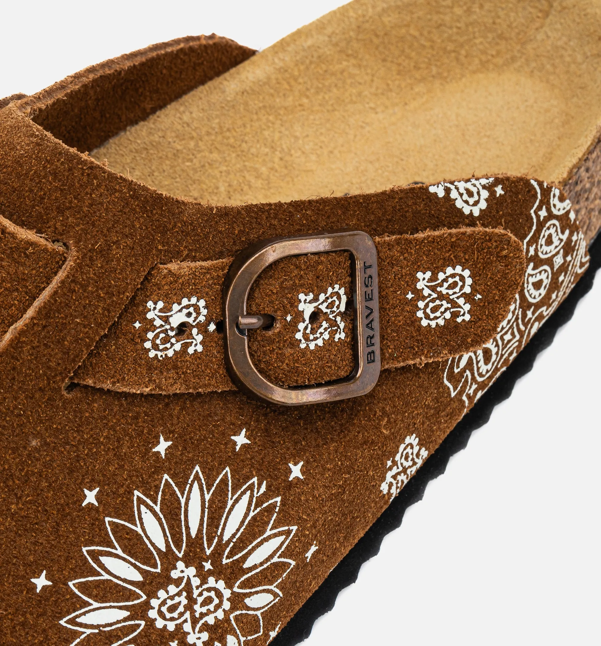Sandale à plateforme pour homme à motif Paisley bicolore - Moka/Blanc