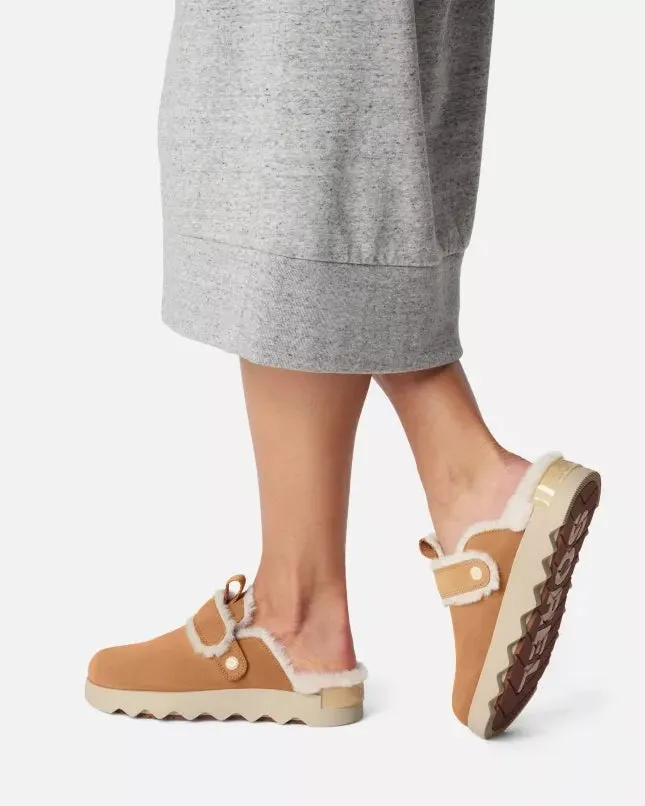 Viibe Clog Suède Chaussons Douillets en Fauve Chamois & Naturel
