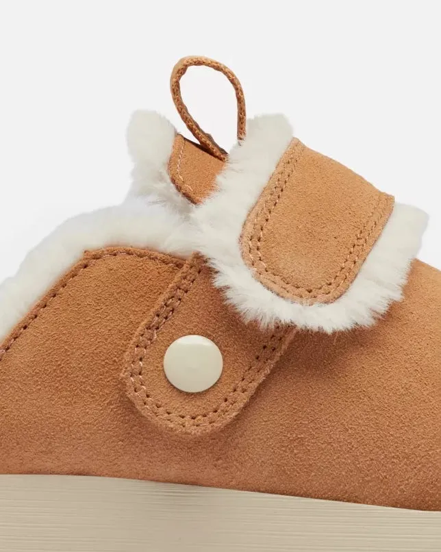 Viibe Clog Suède Chaussons Douillets en Fauve Chamois & Naturel