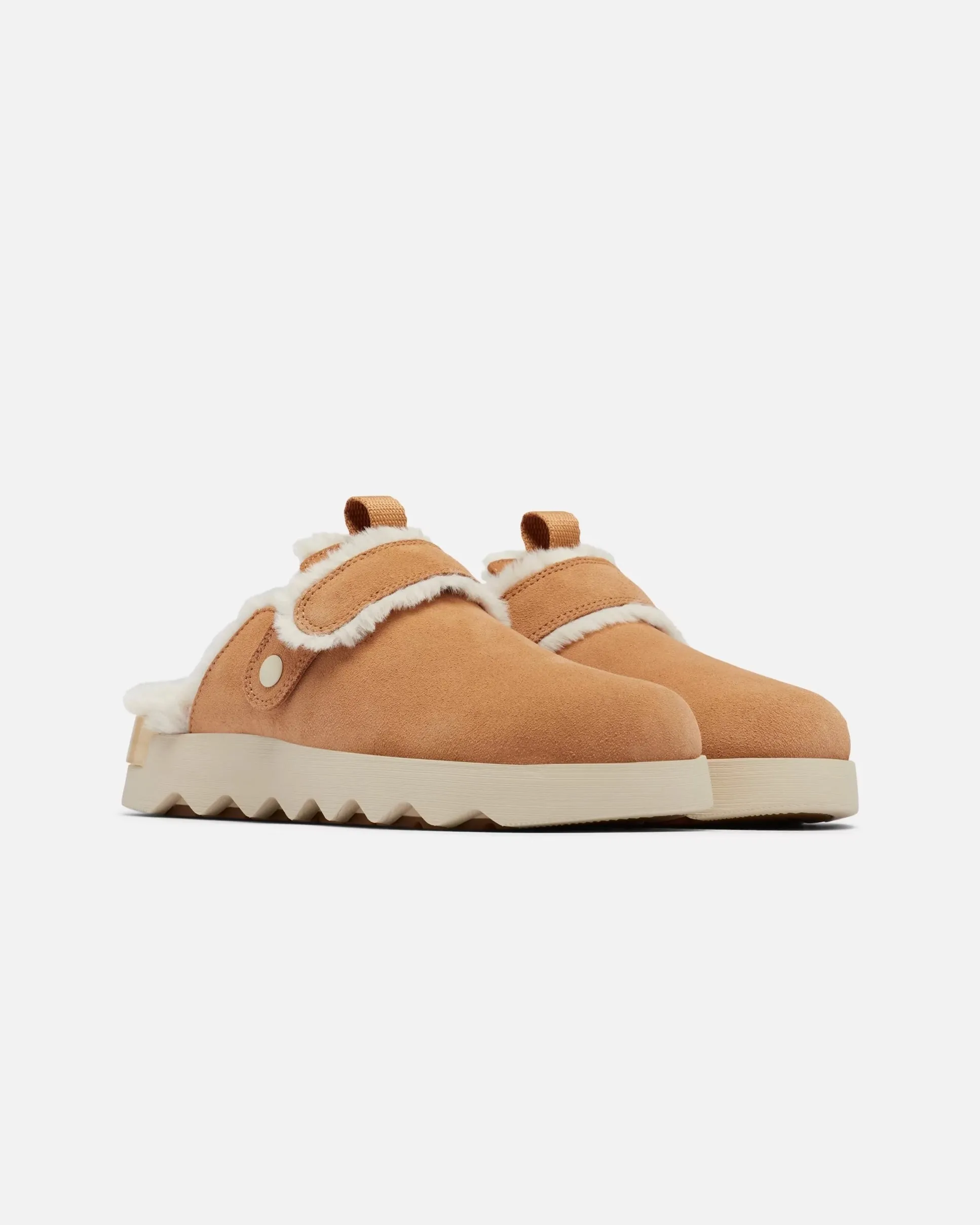 Viibe Clog Suède Chaussons Douillets en Fauve Chamois & Naturel