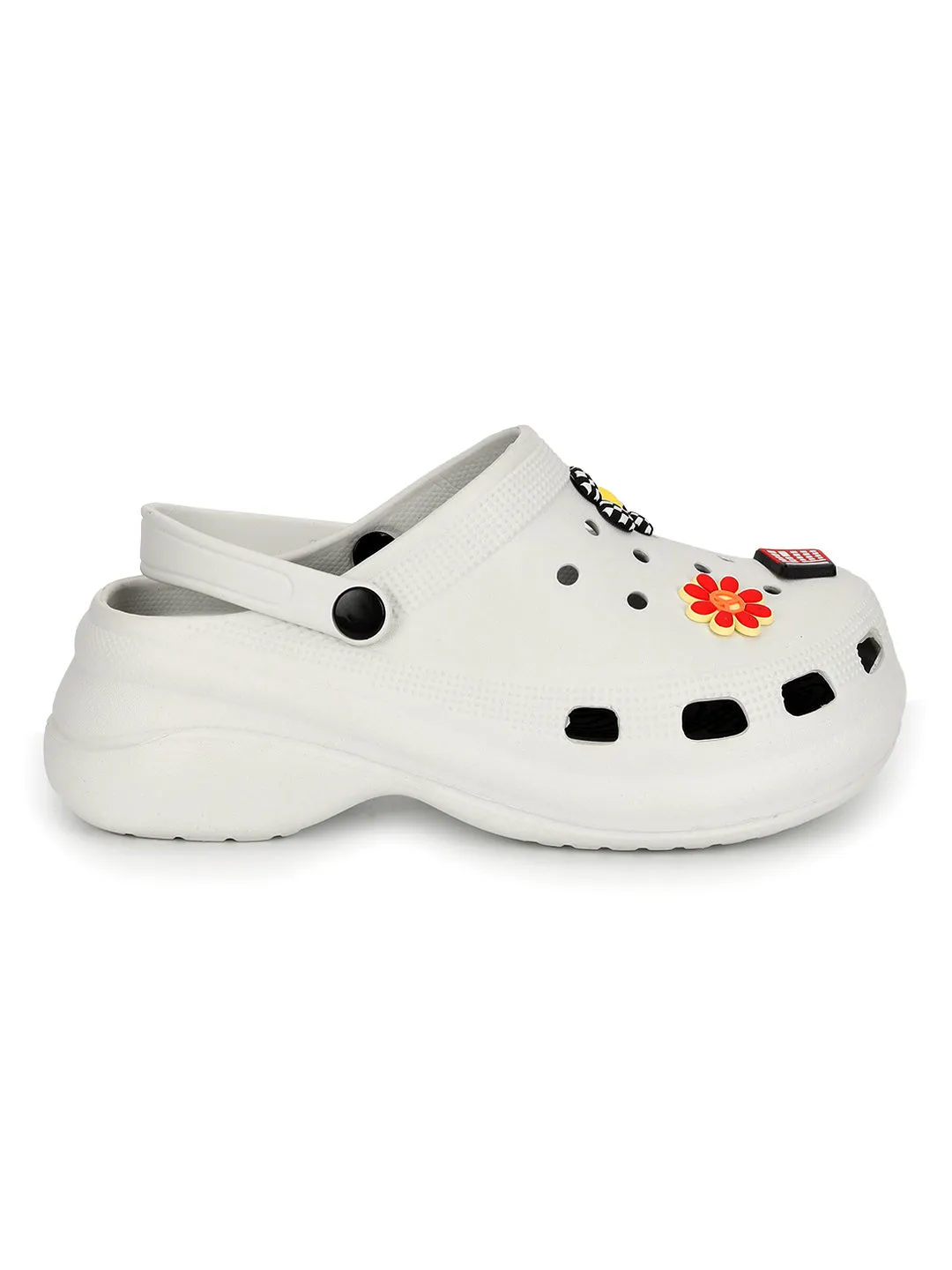 Clogs élégants blancs à enfiler pour femmes (TC-LCLOG5-WHT)
