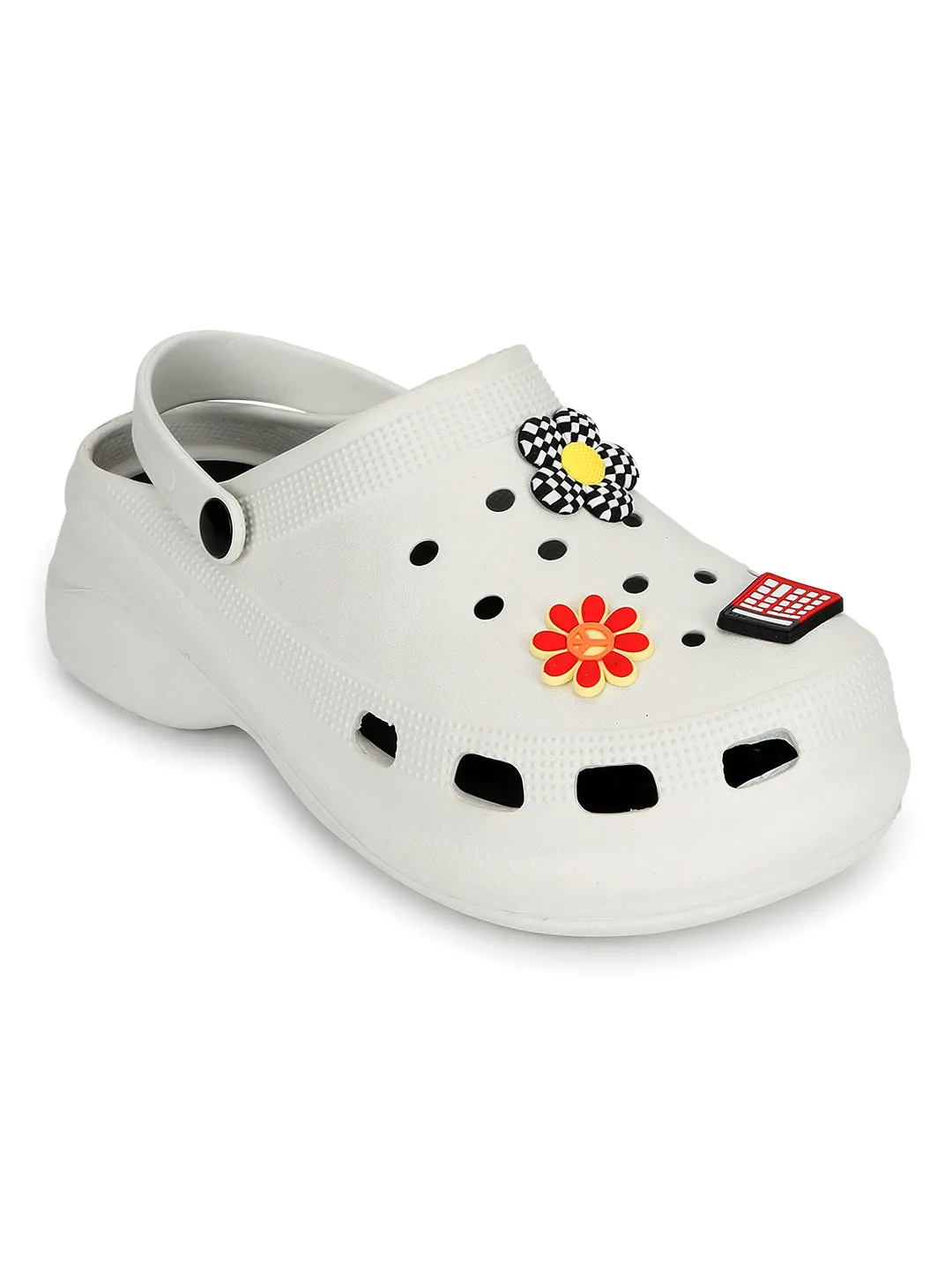 Clogs élégants blancs à enfiler pour femmes (TC-LCLOG5-WHT)