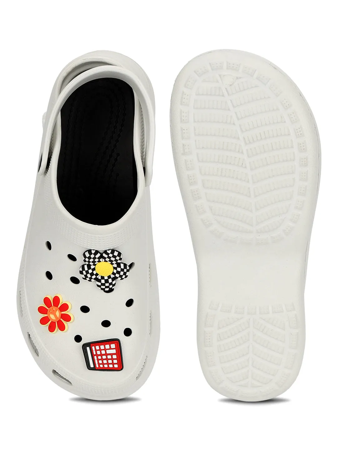 Clogs élégants blancs à enfiler pour femmes (TC-LCLOG5-WHT)