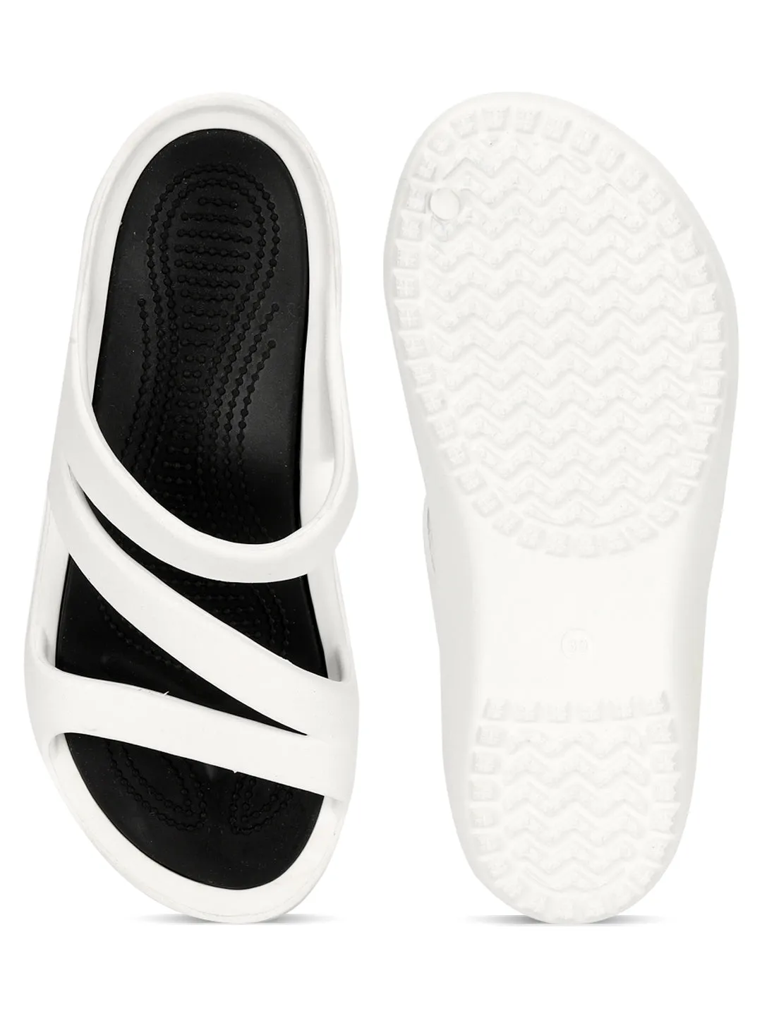 Escarpins élégants blancs sans lacets pour femmes (TC-LFLAT1-WHT)