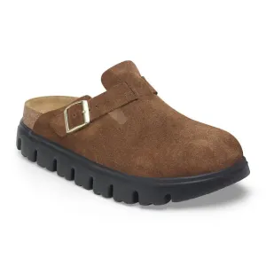 Women's Boston Chunky Clogs - Narrow In Dark Tea Suede