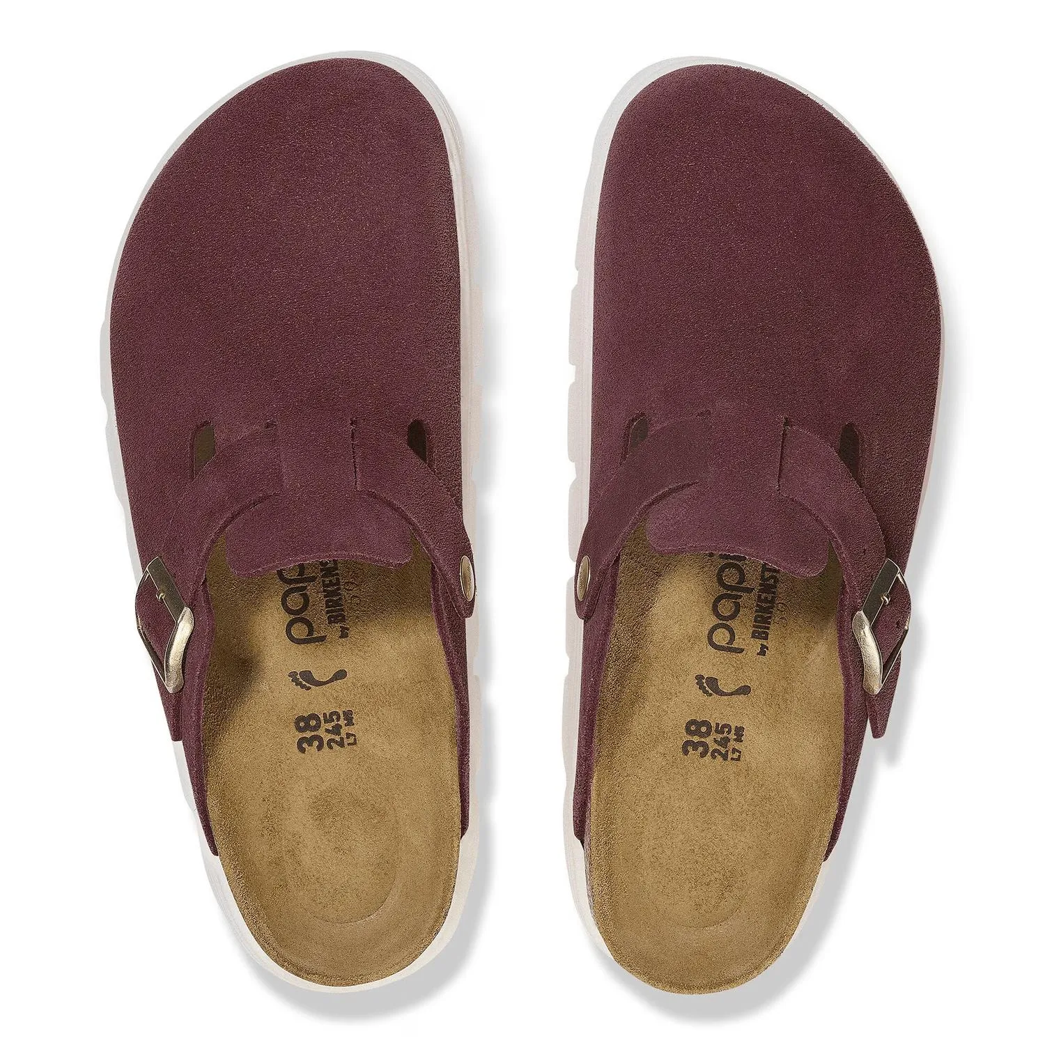 Clogs Boston pour femmes en daim épais couleur Berry Crush