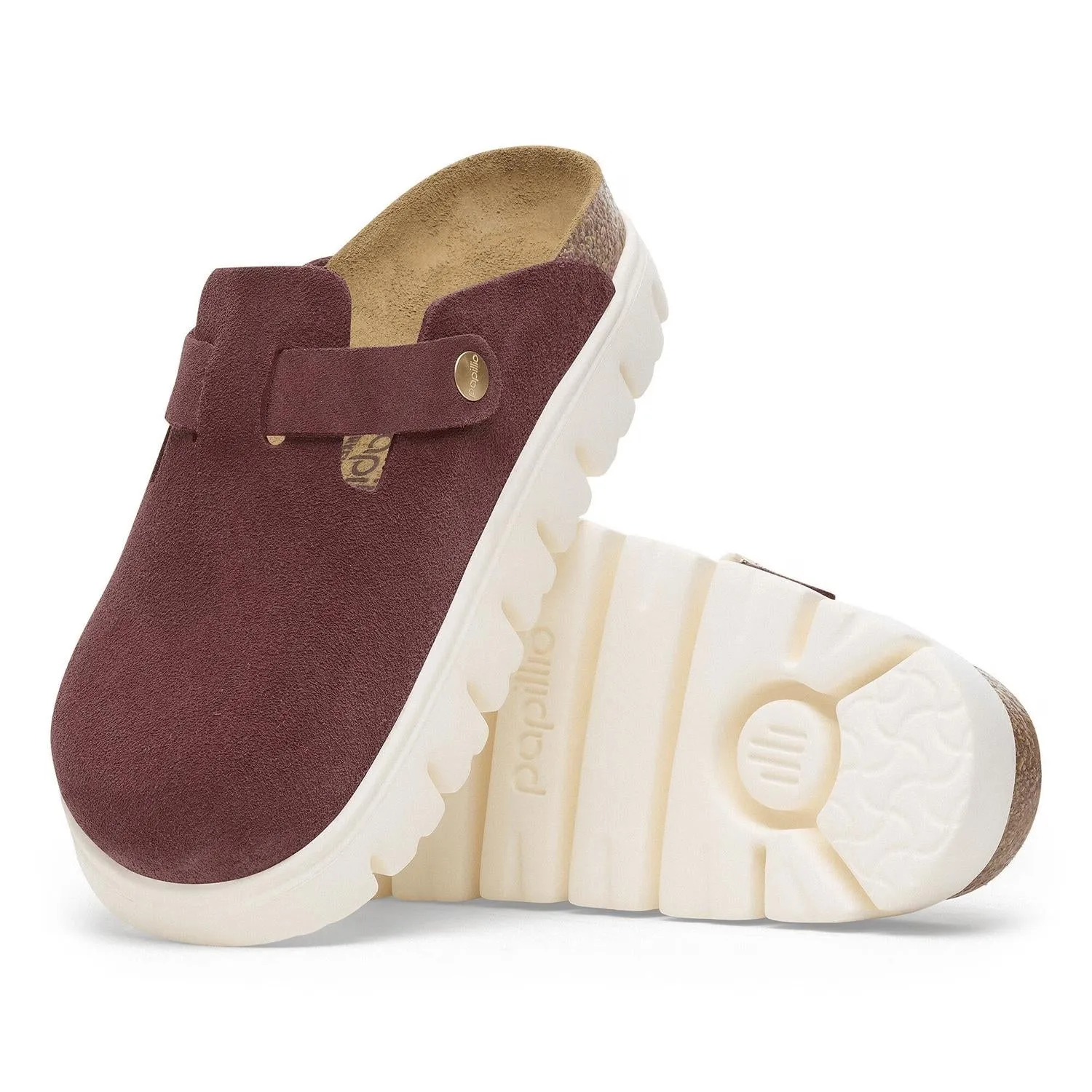 Clogs Boston pour femmes en daim épais couleur Berry Crush