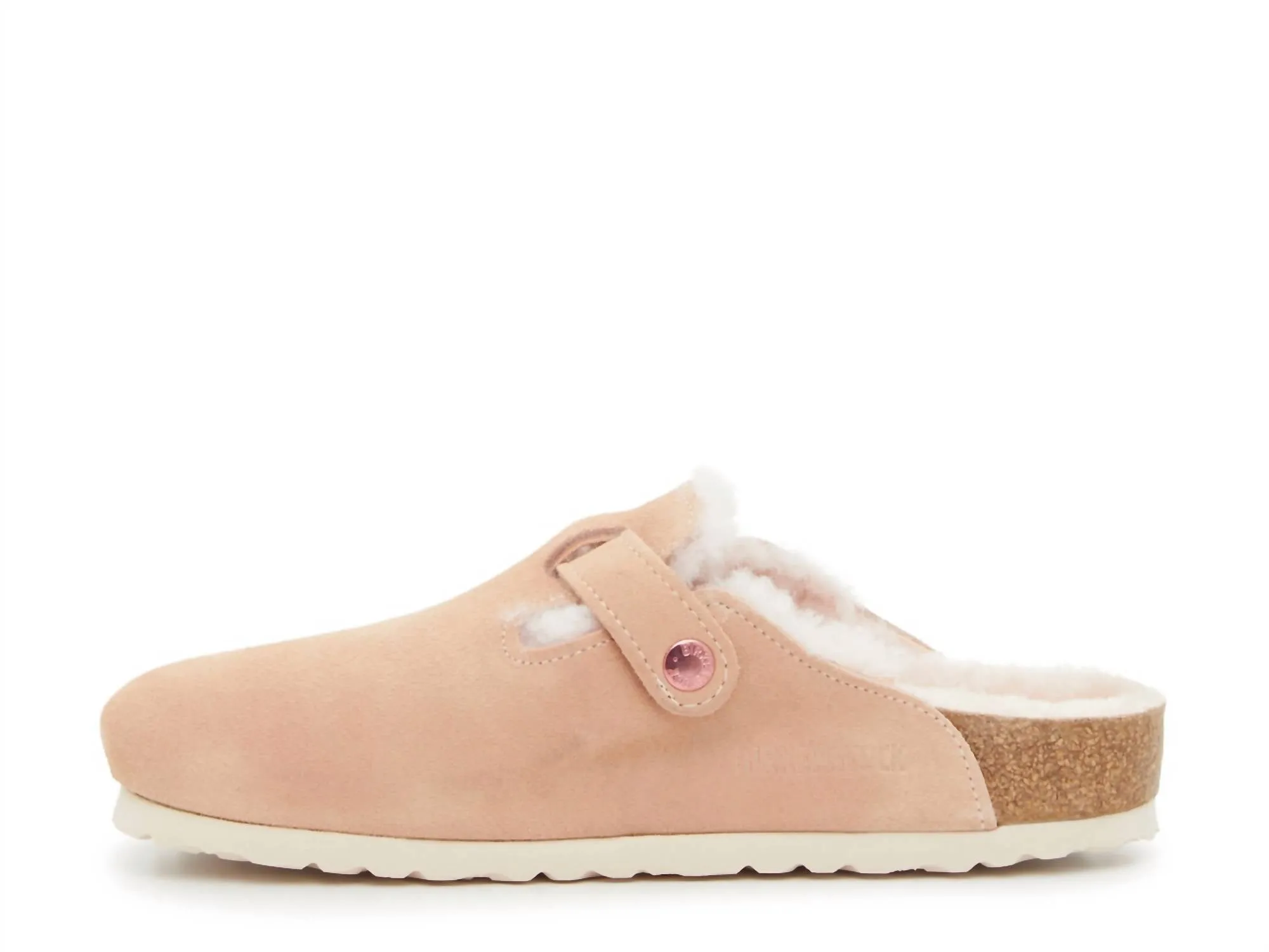 Clogue Boston en peau de mouton pour femme en rose clair