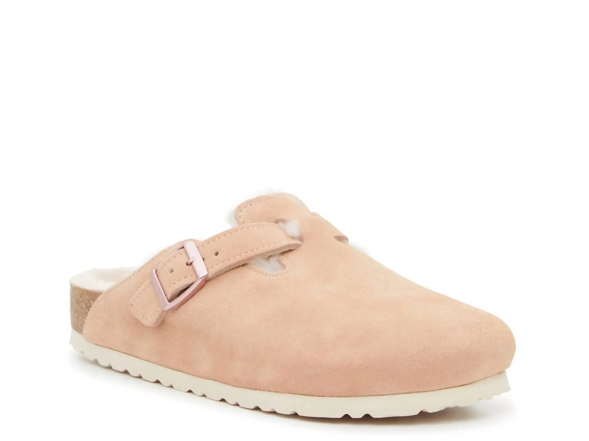 Clogue Boston en peau de mouton pour femme en rose clair