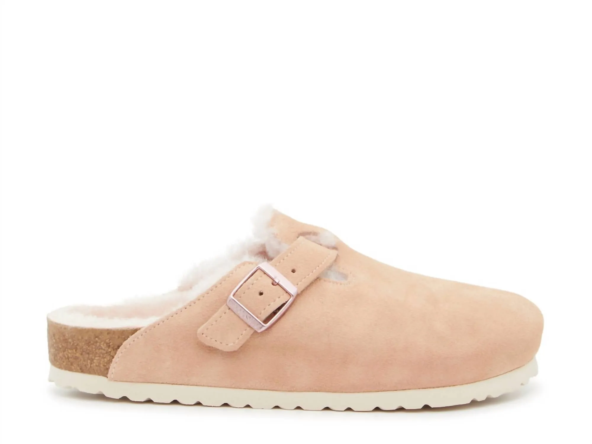 Clogue Boston en peau de mouton pour femme en rose clair