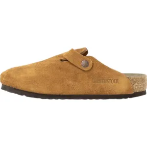 Women's Boston Suede Leather Clogs - Narrow In Latte Cream
